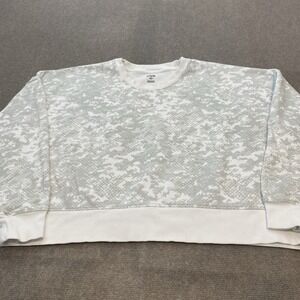 Under Armour Cropped Sweatshirt Womens XL  Gray White Camo Crew Neck Long Sleeve